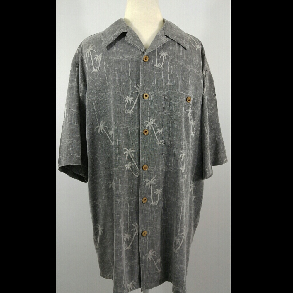 Men's Hawaiian Style Short Gray with Palm Trees